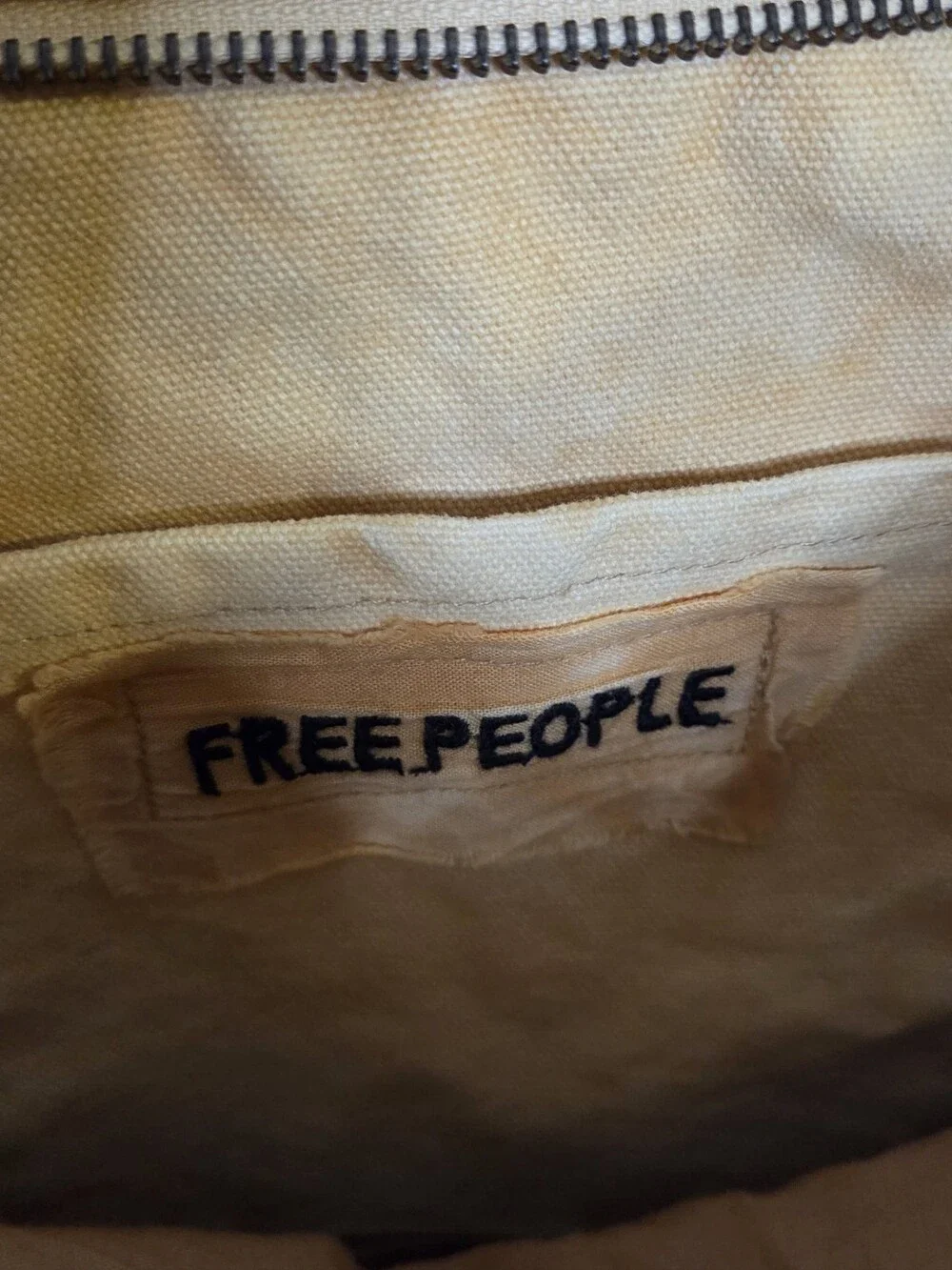 NWT - Free People - Canvas Messenger Bag in A Pale Butter Yellow
